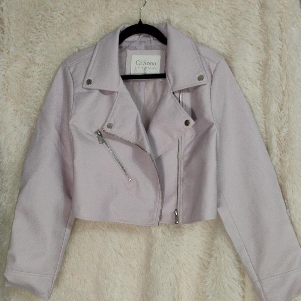 Ci Sono by Cavalini Jacket Women's Soft Vegan Leather Motorcycle NWT Size L